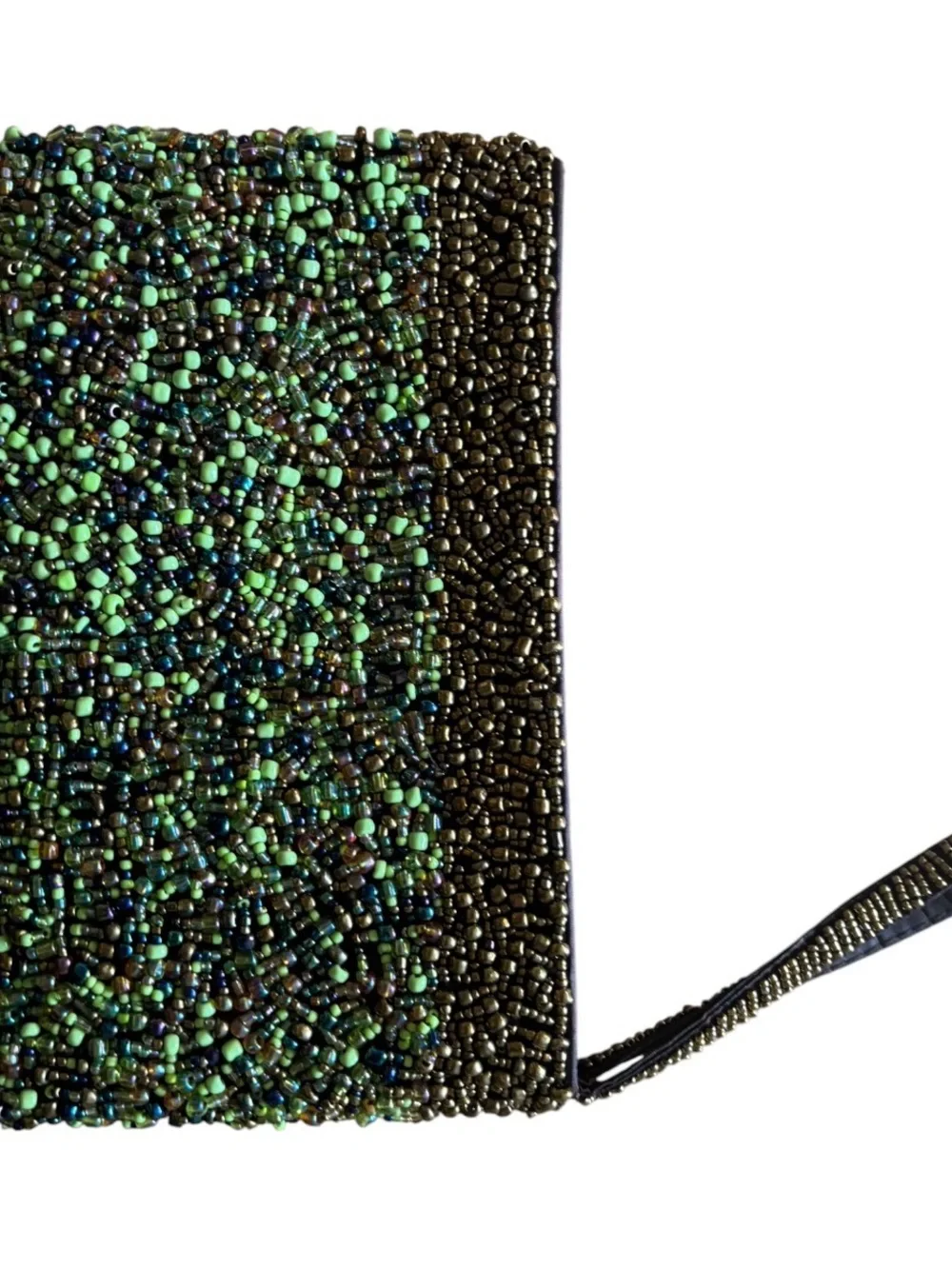 Beaded Evening Wristlet Clutch in Dark Green Festival Fairy Event Art to Wear